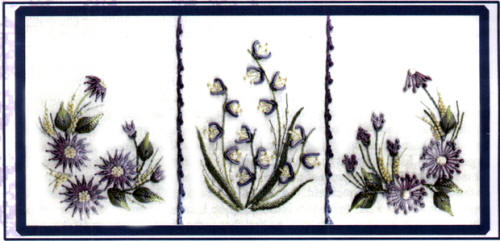 Three Flower Sampler- Brazilian dimensional embroidery pattern 