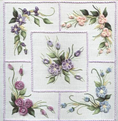 Brazilian Embroidery Design Five Flower Sampler