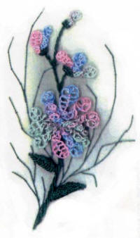 Frazzle Dazzle by Virginia Chapman, Floss Flowers a Brazilian Dimensional embroidery design