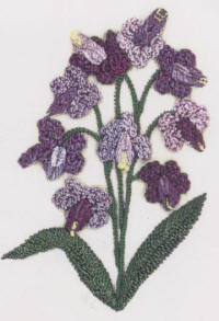 Slipper-y Plant by Virginia Chapman, Floss Flowers a Brazilian Dimensional embroidery design 