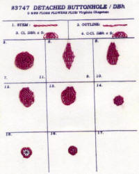 Detached Buttonhole Permanent Print  by Virginia Chapman, Floss Flowers a Brazilian Dimensional embroidery design 