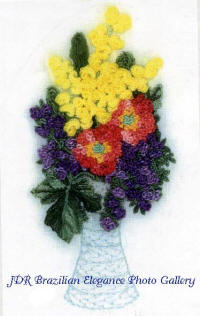 Anemone & Wahtuzi Bouquet   by Virginia Chapman, Floss Flowers a Brazilian Dimensional embroidery design 