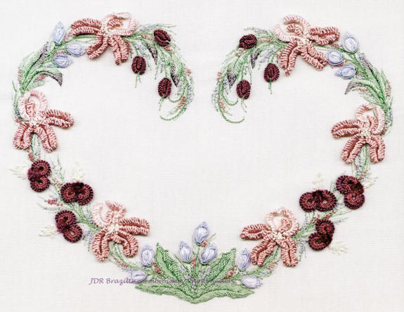 Brazilian Embroidery Design Iris Heart