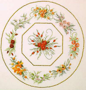 Brazilian Embroidery Design  Nine Flower Octagon  ED 1816