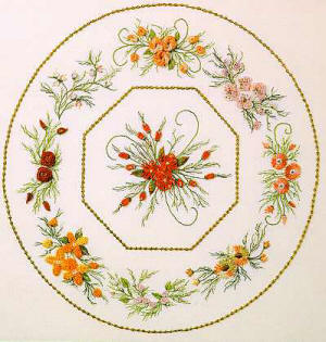 Brazilian Embroidery Design Nine Flower Octagon  ED 1816