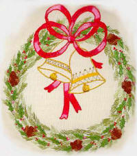 Christmas Wreath With Bells - Brazilian dimensional embroidery pattern