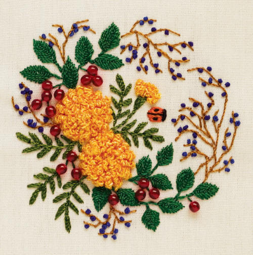 Marigolds & Berries brazilian Embroidery Design