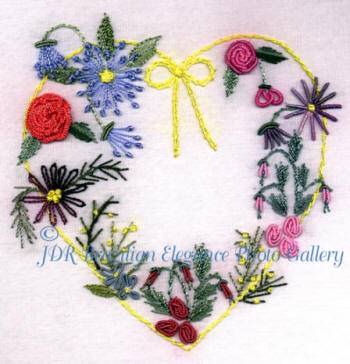 Brazilian Embroidery Heart with Lots of Daisies and Roses