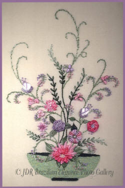 Brazilian Embroidery Design Bowl of Flower