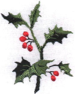 Brazilian Embroidery Design JDR 188 Holly & Berries