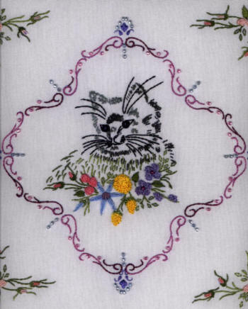 Brazilian Embroidery Pattern, Momma Cat In The Field, JDR6008
