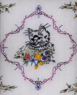 Brazilian Embroidery Pattern, Momma Cat In The Field, JDR6008