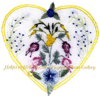 Brazilian Embroidery Hearts & Flowers Designs  
JDR 6116 Heart For Carol Pattern