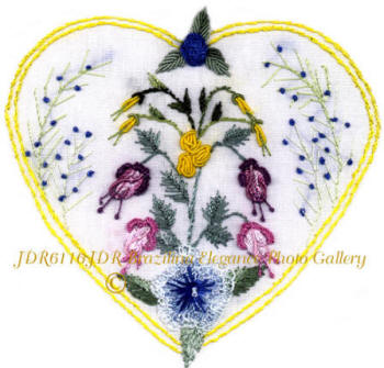 Brazilian Embroidery Hearts & Flowers Designs  
JDR 6116 Heart For Carol Pattern