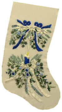 Brazilian Embroidery Pattern Blue Christmas (Stocking) JDR 6045