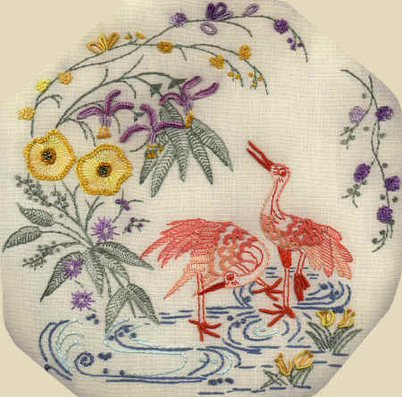 Brazilian  Embroidery Pattern "Cranes" JDR-BE 115