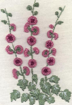 Brazilian Embroidery Design: Holly Hocks
