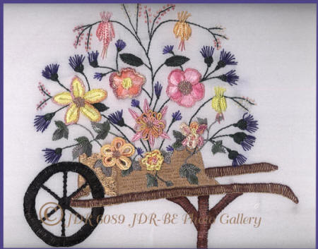 Brazilian Dimensional Embroidery Design, Wheelbarrow Full of Beauty
