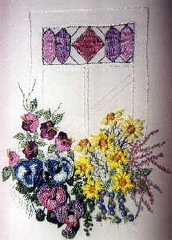 Window Box with Stain Glass Window Brazilian Dimensional Embroidery pattern 