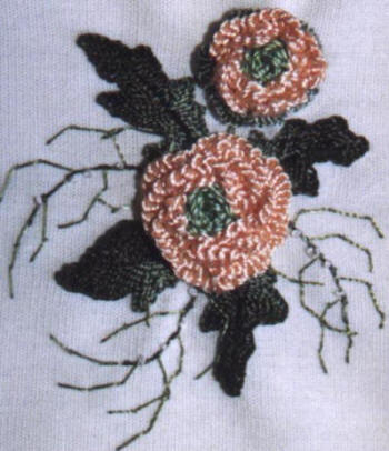 Brazilian Embroidery Quilt Block Design Zinnias 