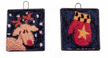 Holiday Ornaments - printed fabric for punch needle embroidery